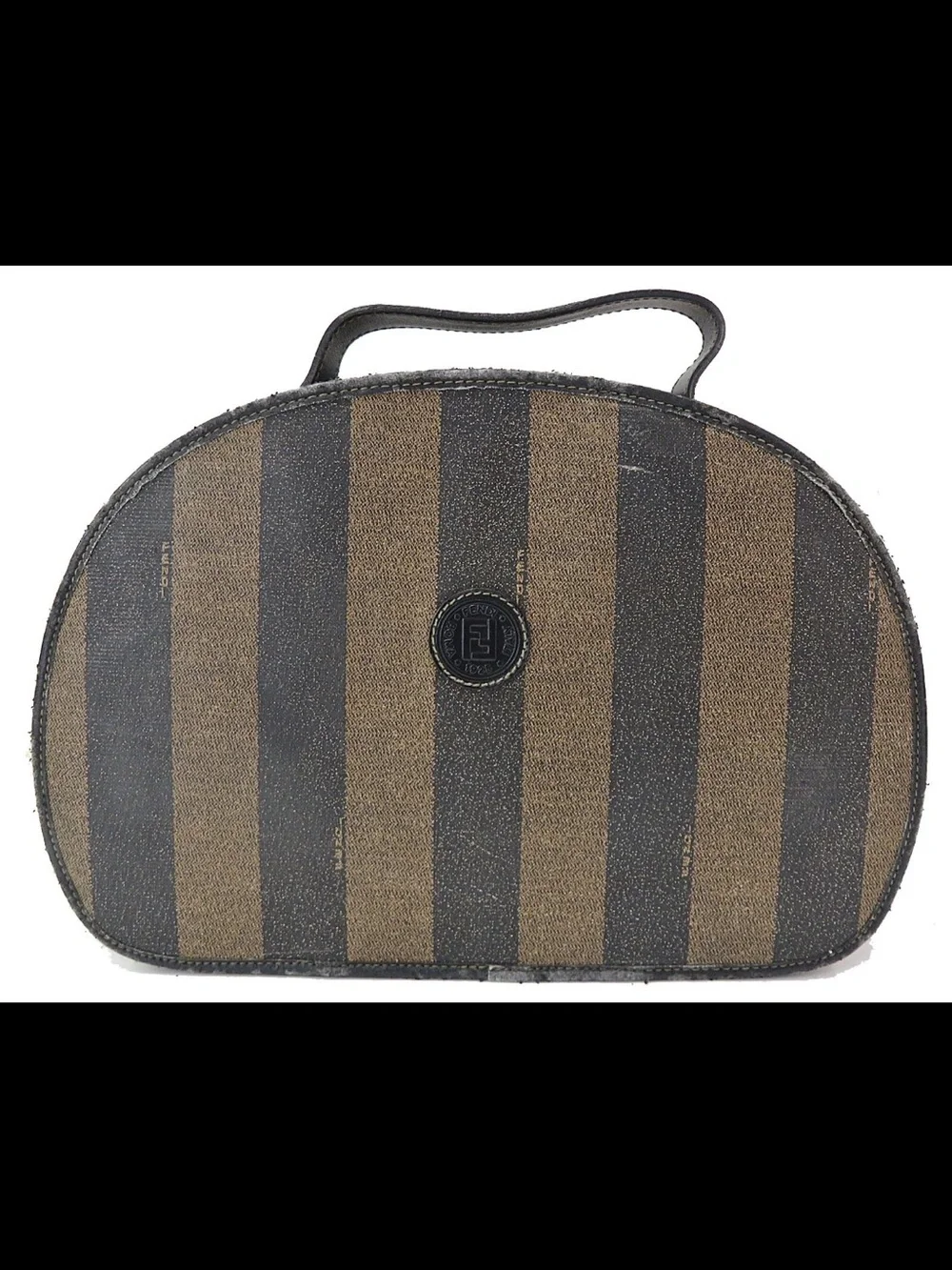 Fendi Brown and Black Striped Dome Cosmetic Case